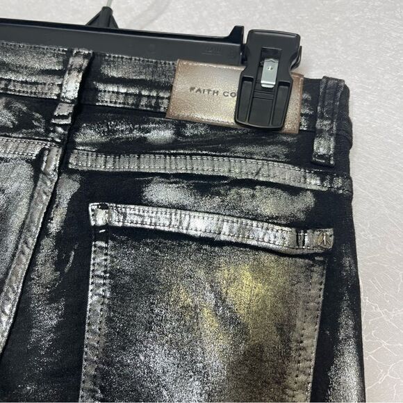 𝅺FAITH Connexion Silver Black Coated Skinny Jeans 27 - Picture 4 of 8